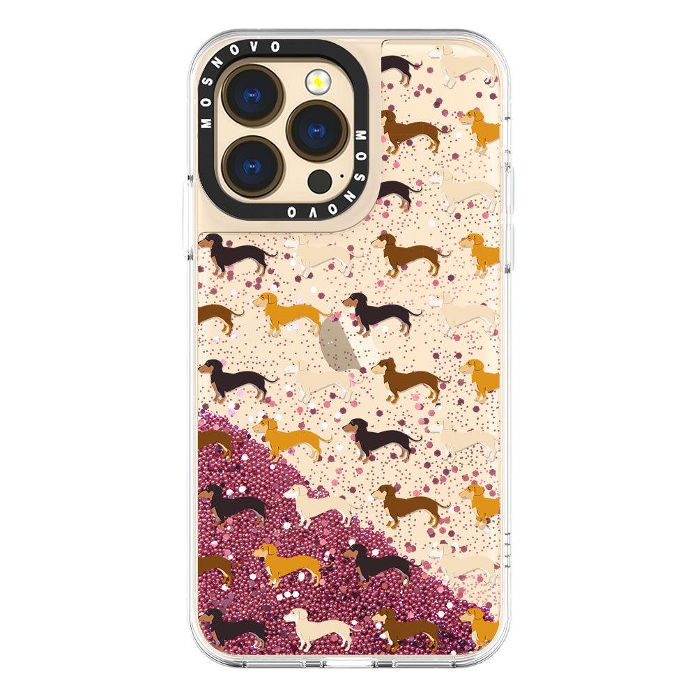 Cute Dachshund Glitter Phone Case - iPhone 13 Pro Case - MOSNOVO