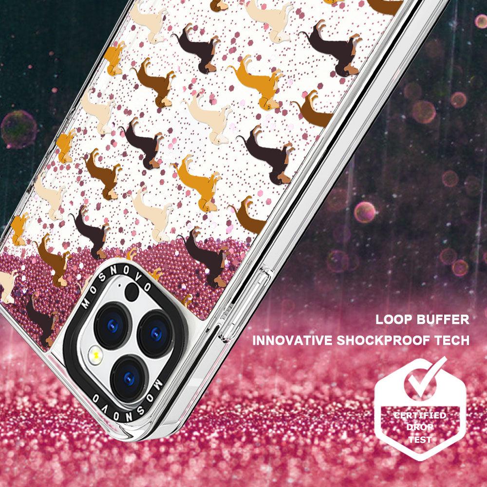 Cute Dachshund Glitter Phone Case - iPhone 13 Pro Case - MOSNOVO