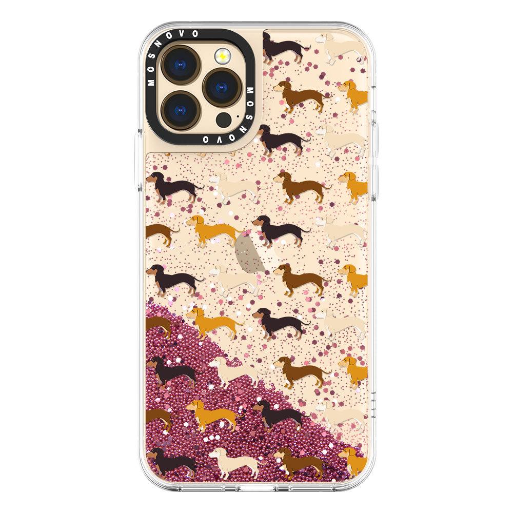 Cute Dachshund Glitter Phone Case - iPhone 13 Pro Max Case - MOSNOVO