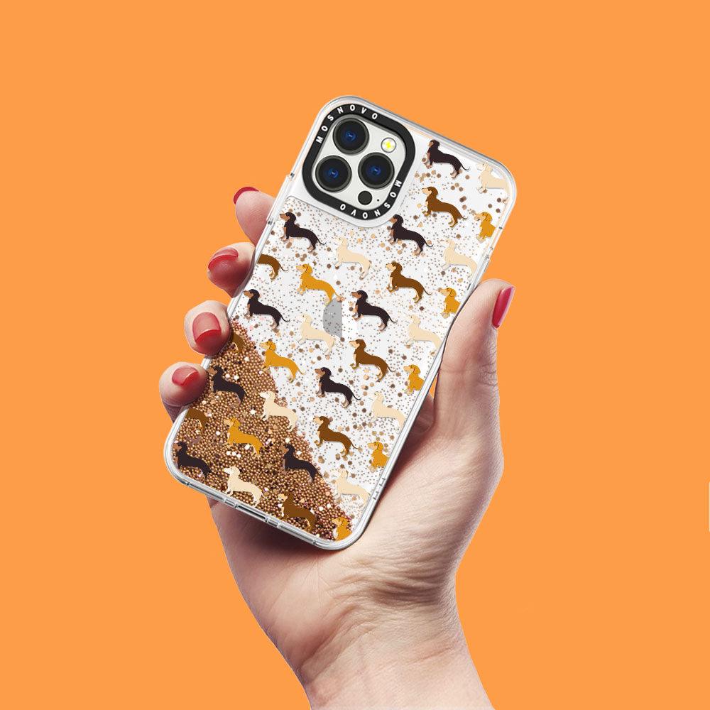 Cute Dachshund Glitter Phone Case - iPhone 13 Pro Max Case - MOSNOVO