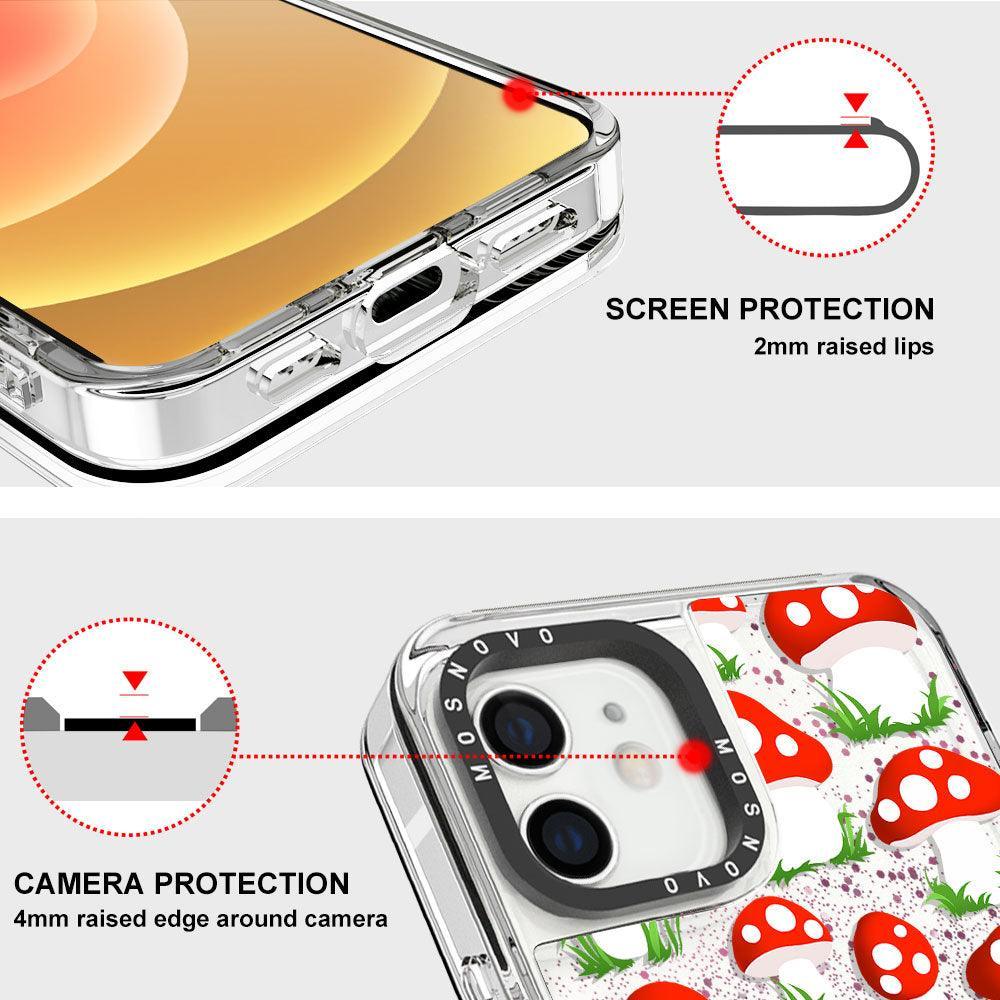 Cute Mushroom Glitter Phone Case - iPhone 12 Mini Case - MOSNOVO