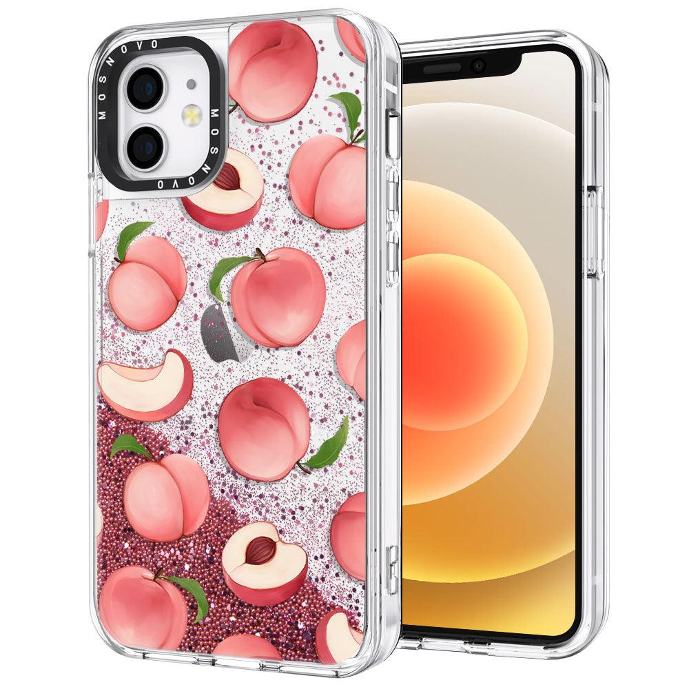 Cute Peach Glitter Phone Case - iPhone 12 Mini Case - MOSNOVO