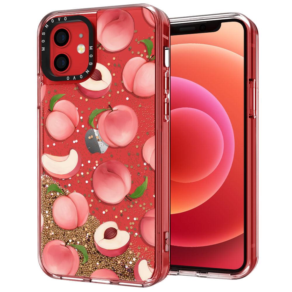 Cute Peach Glitter Phone Case - iPhone 12 Mini Case - MOSNOVO