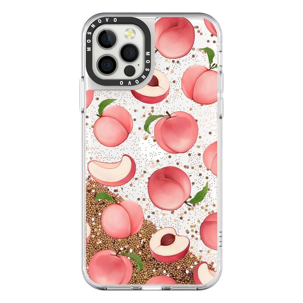 Cute Peach Glitter Phone Case - iPhone 12 Pro Max Case - MOSNOVO