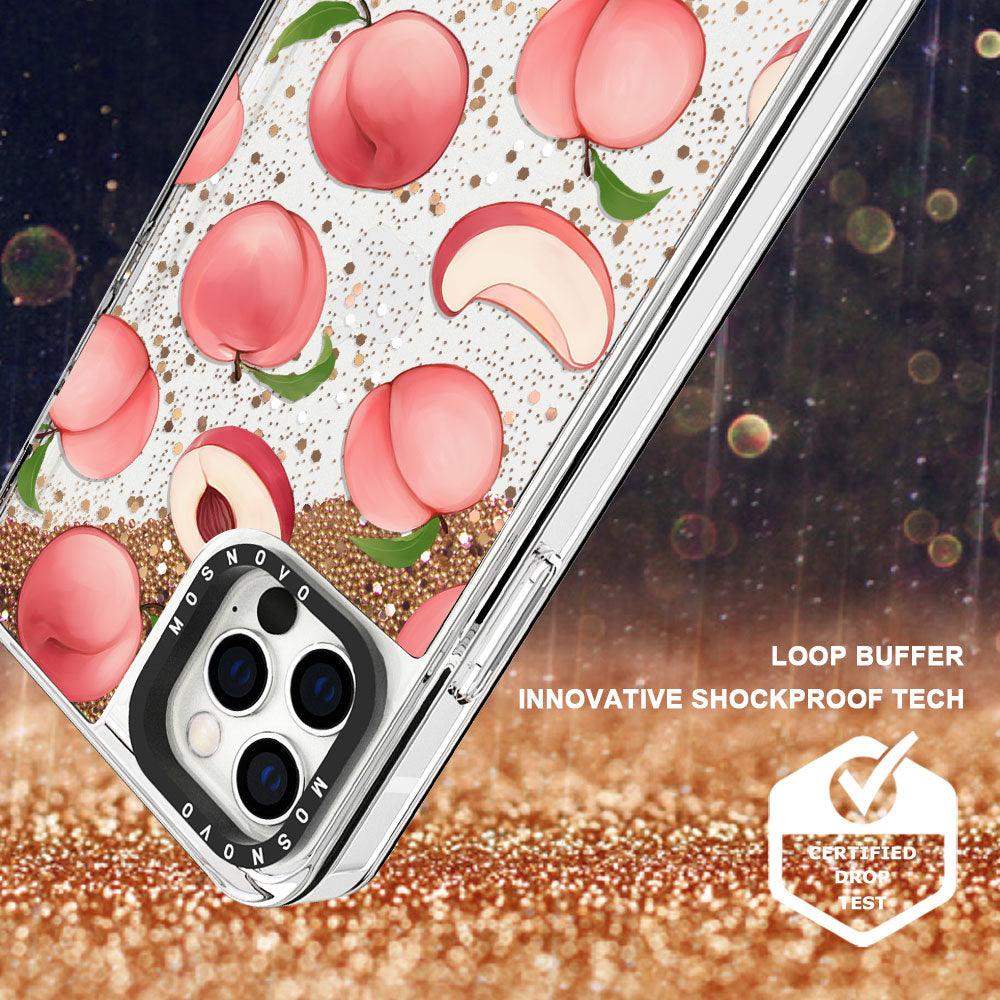 Cute Peach Glitter Phone Case - iPhone 12 Pro Max Case - MOSNOVO