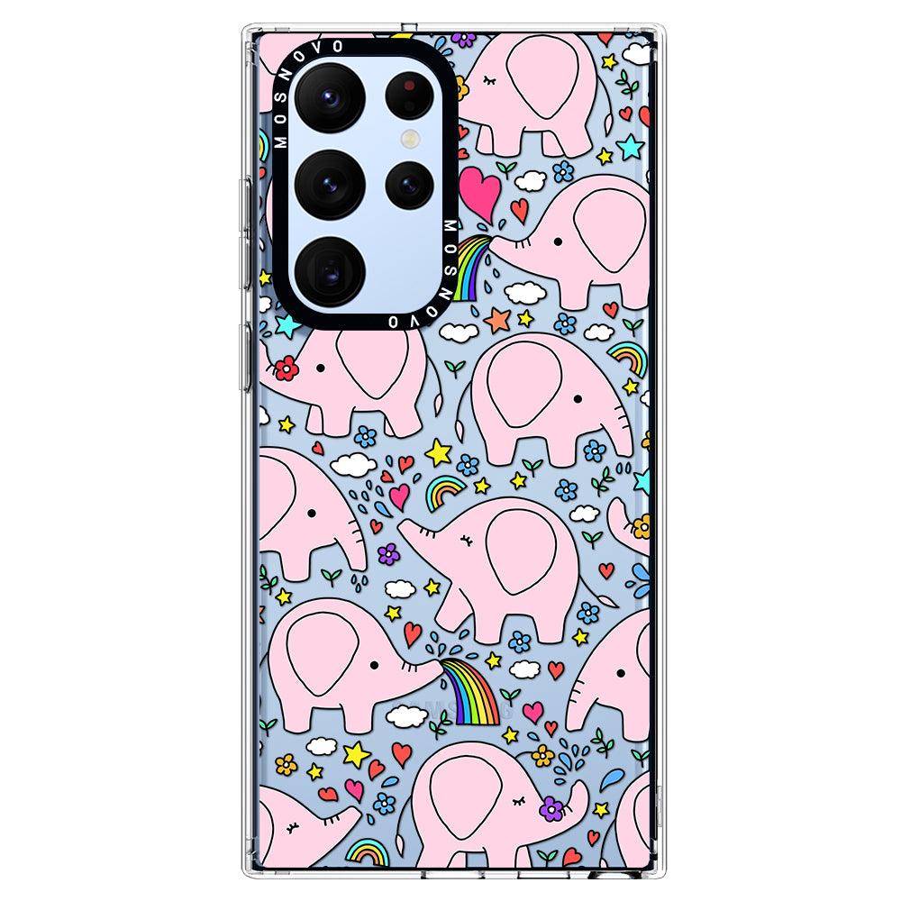 Cute Pink Elephant Phone Case - Samsung Galaxy S22 Ultra Case - MOSNOVO