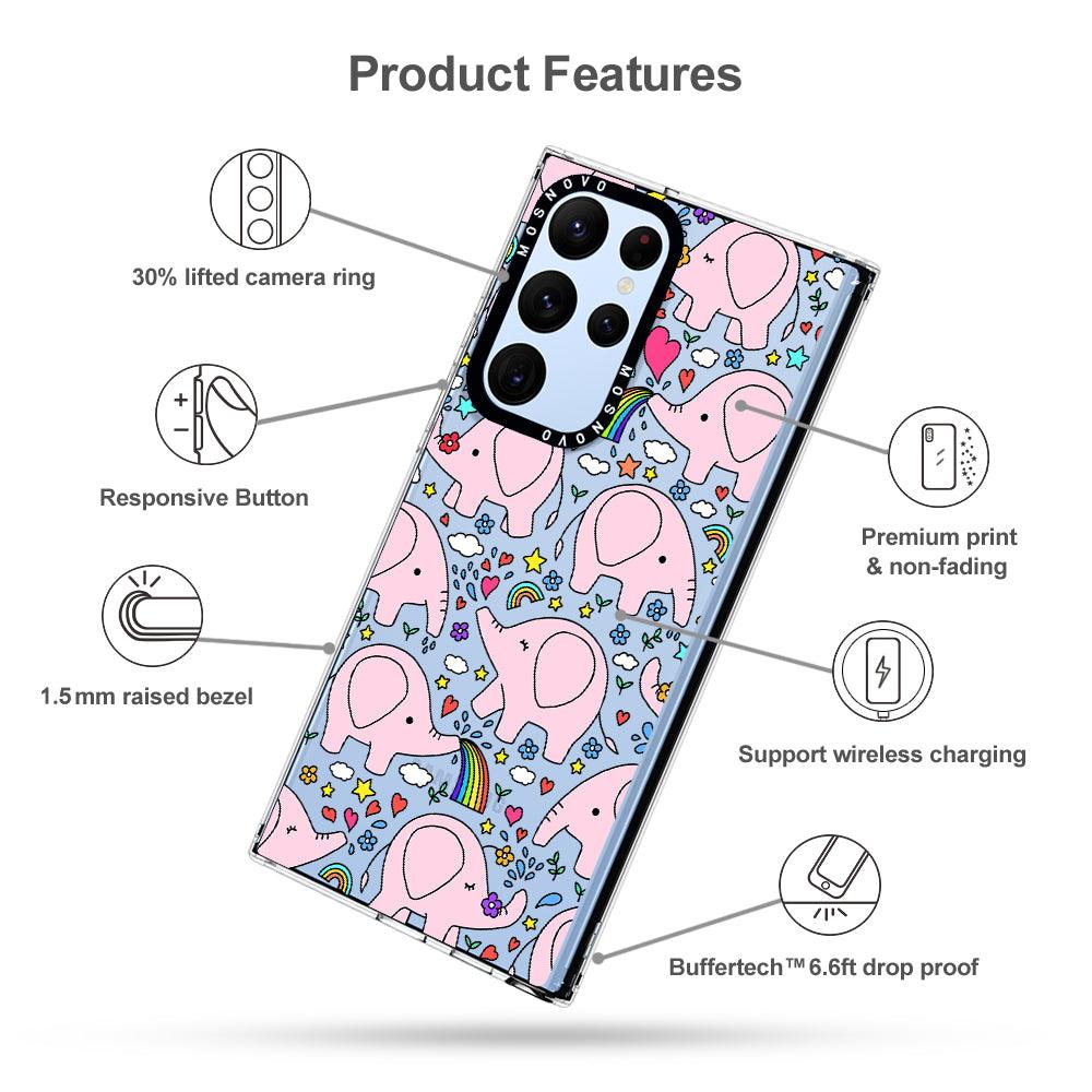 Cute Pink Elephant Phone Case - Samsung Galaxy S22 Ultra Case - MOSNOVO