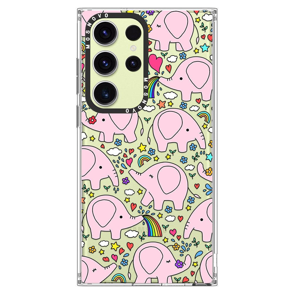 Cute Pink Elephant Phone Case - Samsung Galaxy S23 Ultra Case - MOSNOVO