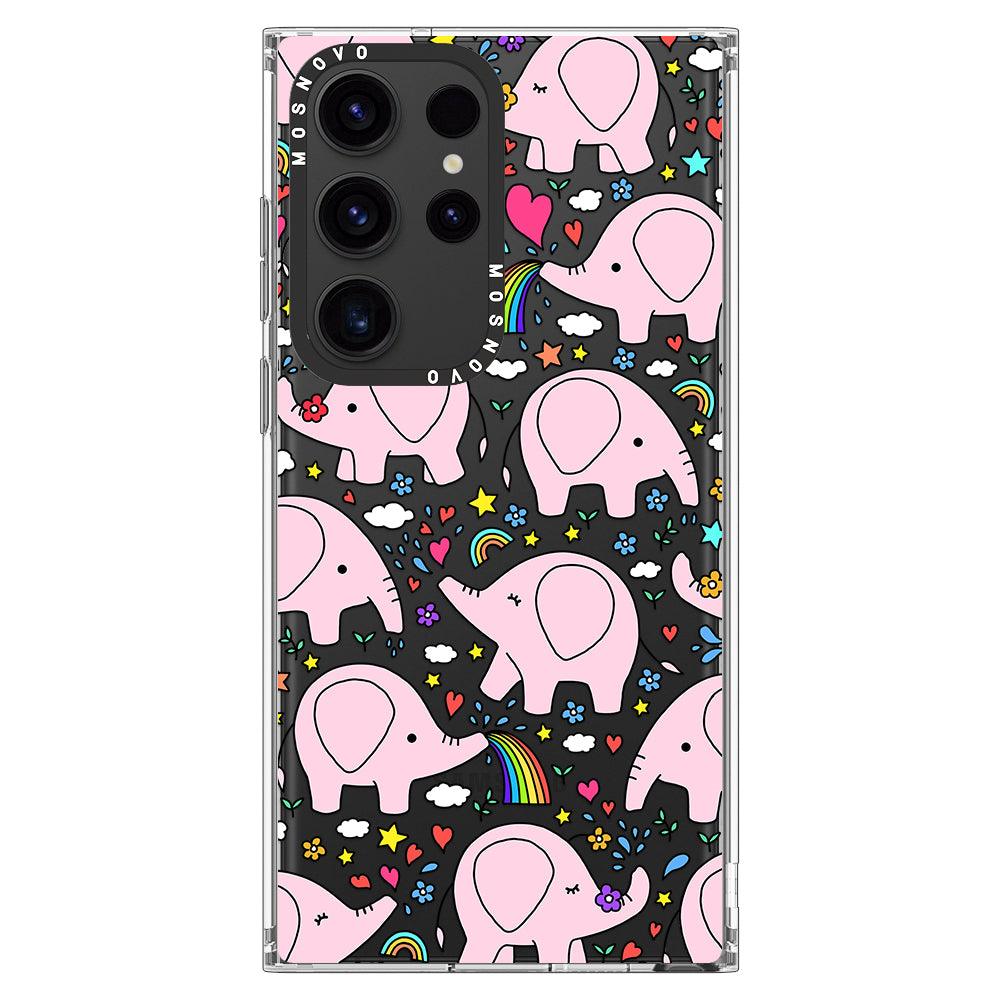 Cute Pink Elephant Phone Case - Samsung Galaxy S23 Ultra Case - MOSNOVO