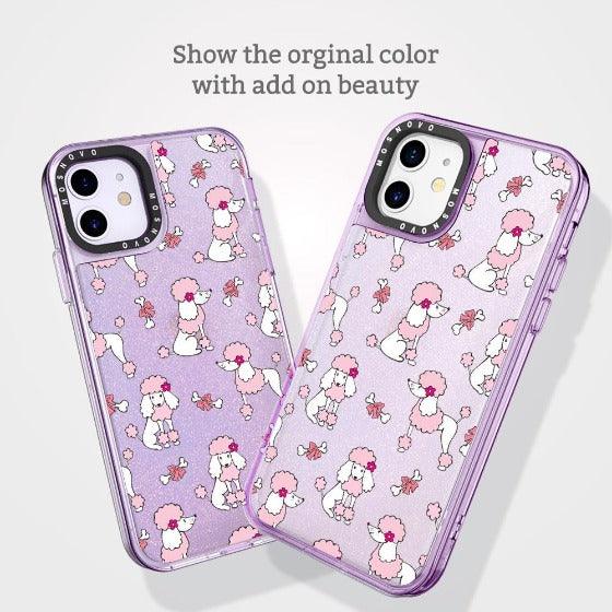 Cute Poodle Glitter Phone Case - iPhone 11 Case - MOSNOVO