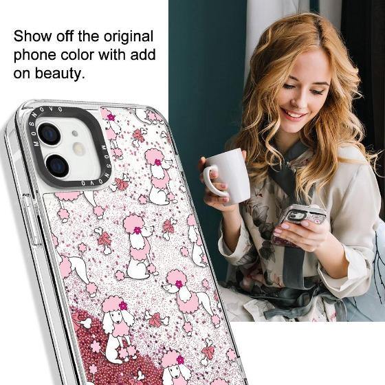 Cute Poodle Glitter Phone Case - iPhone 12 Case - MOSNOVO