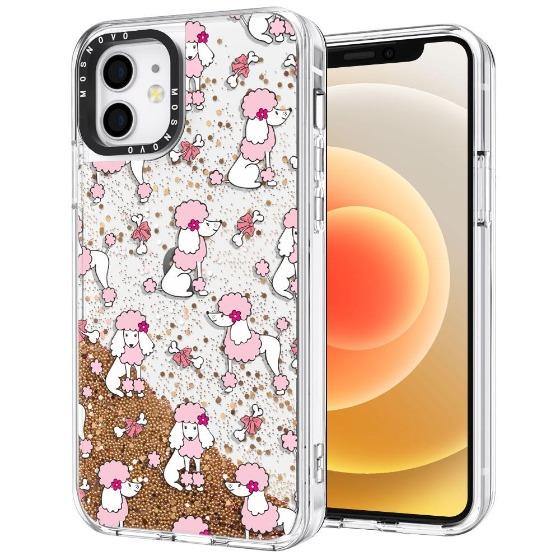 Cute Poodle Glitter Phone Case - iPhone 12 Case - MOSNOVO