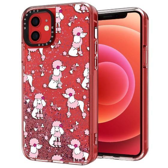 Cute Poodle Glitter Phone Case - iPhone 12 Mini Case - MOSNOVO