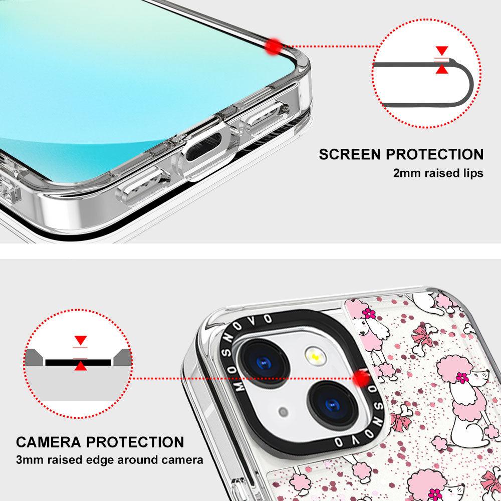 Cute Poodle Glitter Phone Case - iPhone 13 Case - MOSNOVO