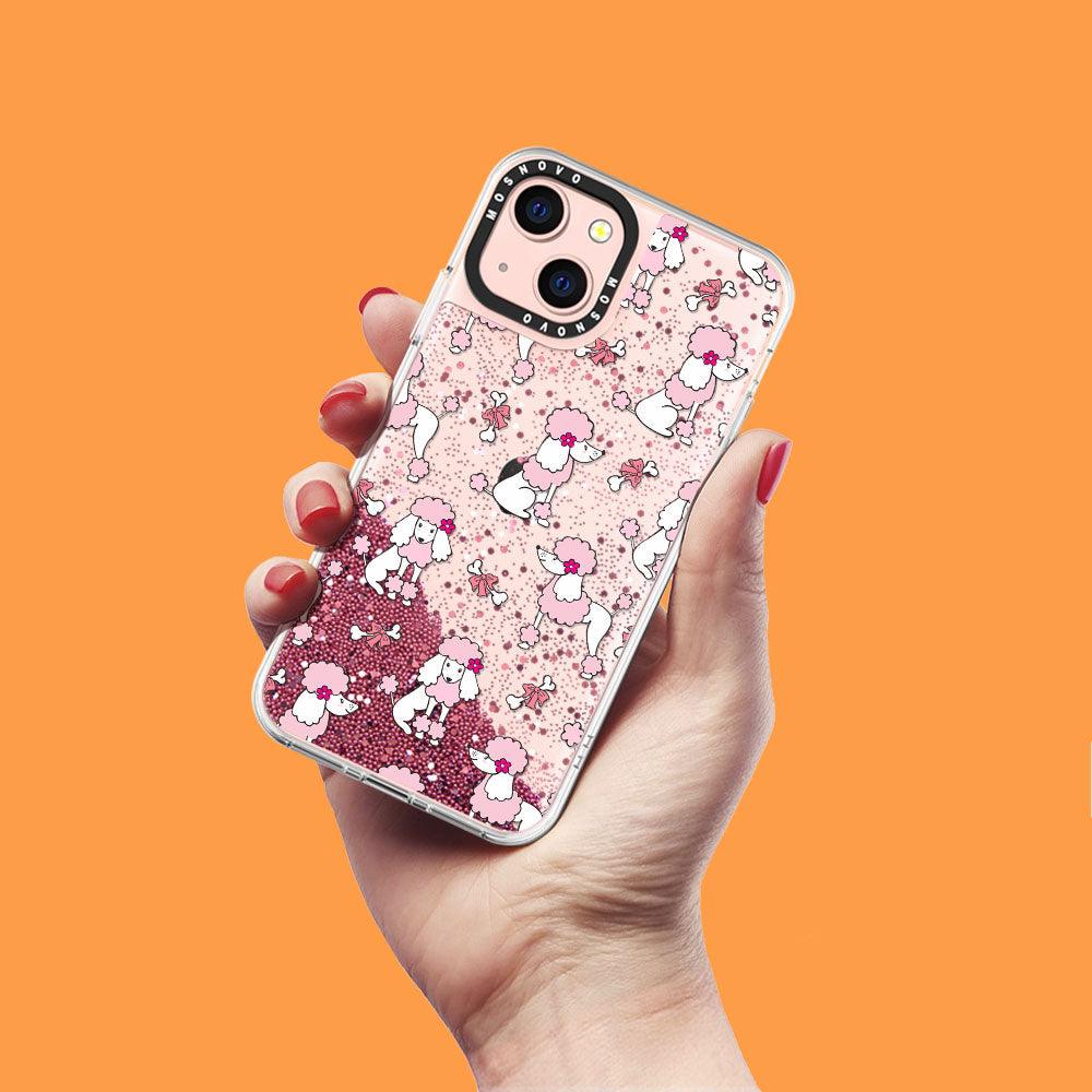 Cute Poodle Glitter Phone Case - iPhone 13 Case - MOSNOVO
