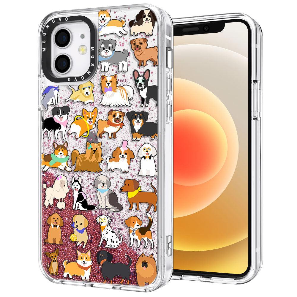 Cute Puppy Glitter Phone Case - iPhone 12 Case - MOSNOVO