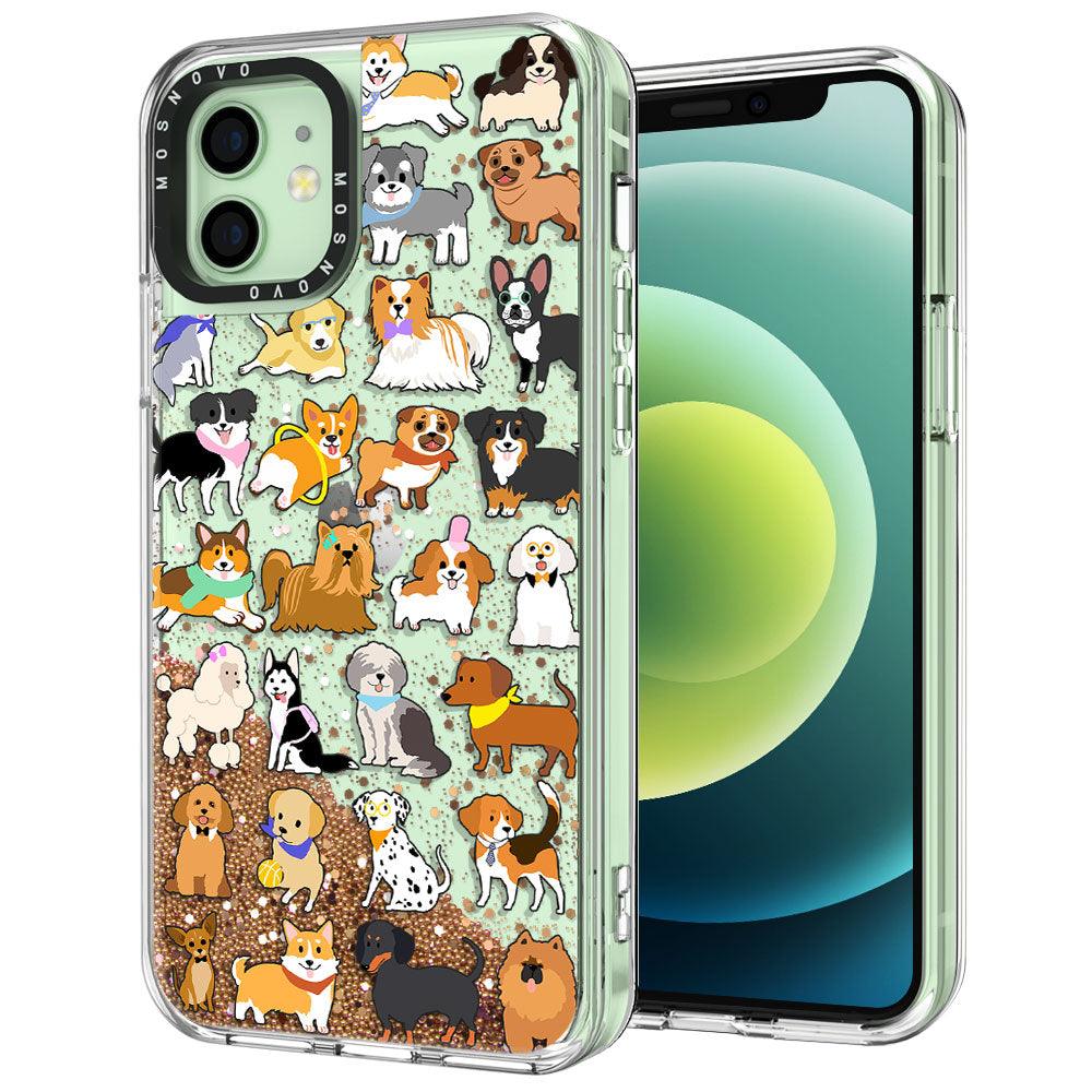 Cute Puppy Glitter Phone Case - iPhone 12 Case - MOSNOVO