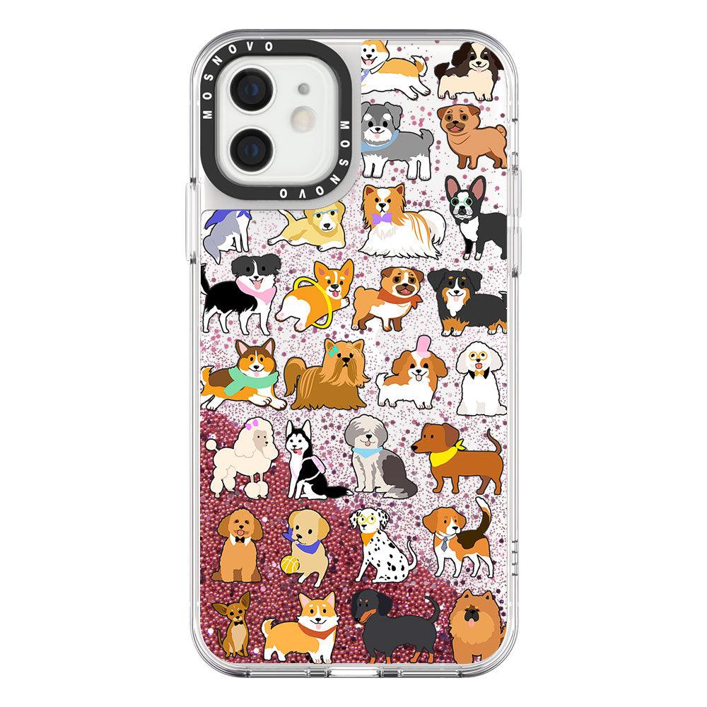 Cute Puppy Glitter Phone Case - iPhone 12 Mini Case - MOSNOVO
