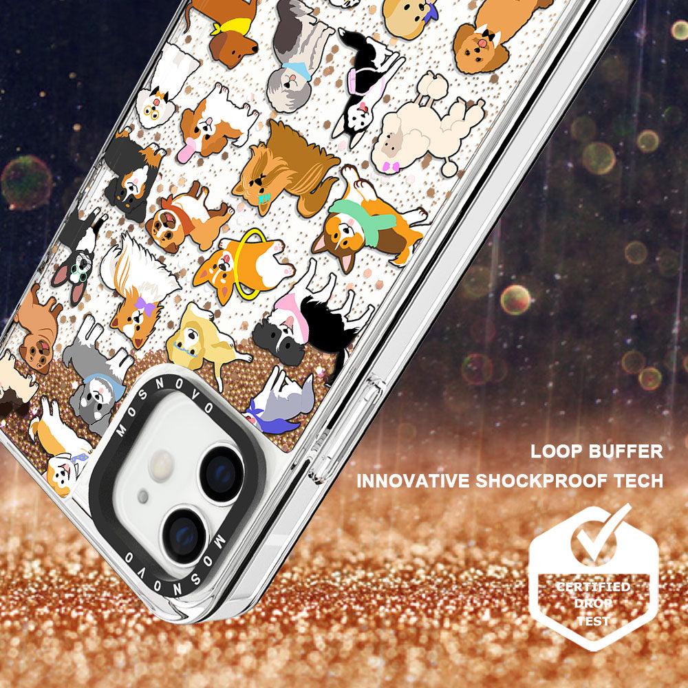 Cute Puppy Glitter Phone Case - iPhone 12 Mini Case - MOSNOVO