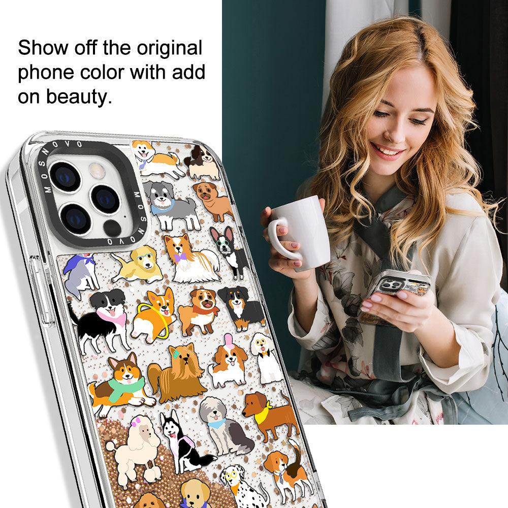 Cute Puppy Glitter Phone Case - iPhone 12 Pro Max Case - MOSNOVO