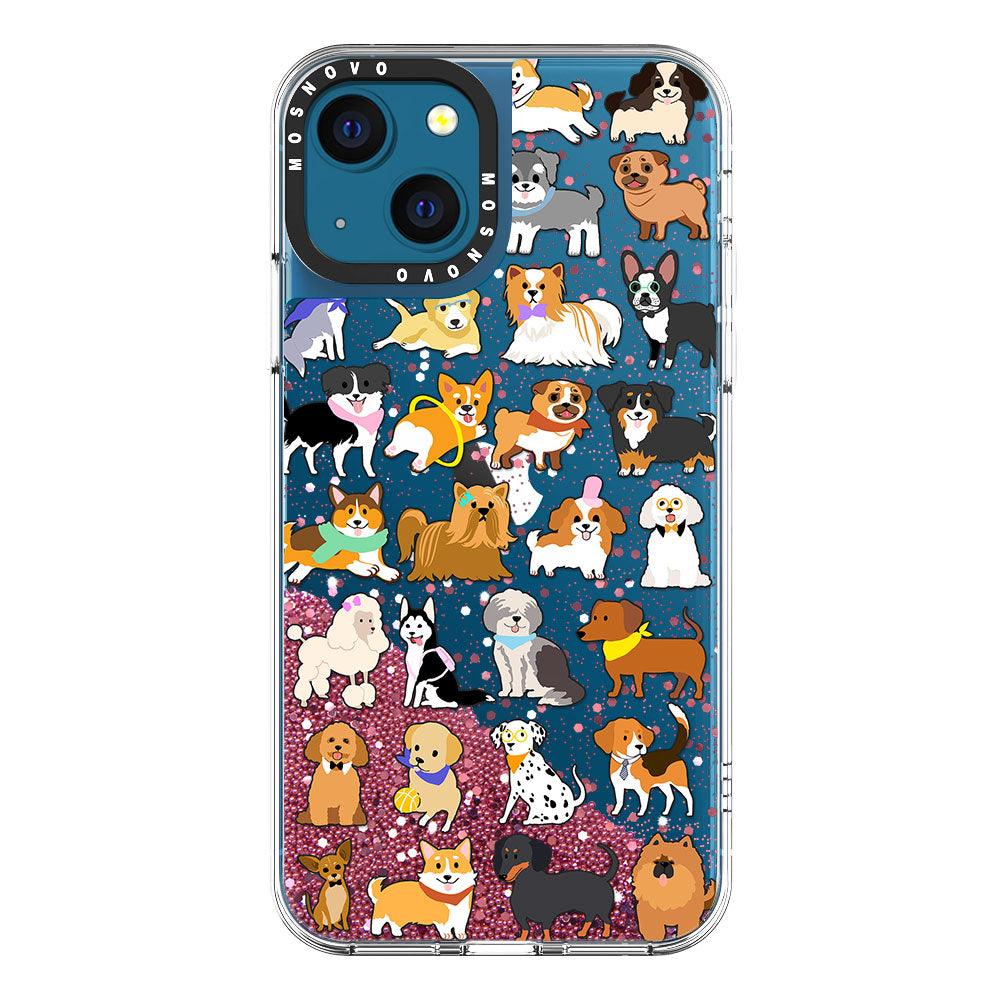 Cute Puppy Glitter Phone Case - iPhone 13 Case - MOSNOVO