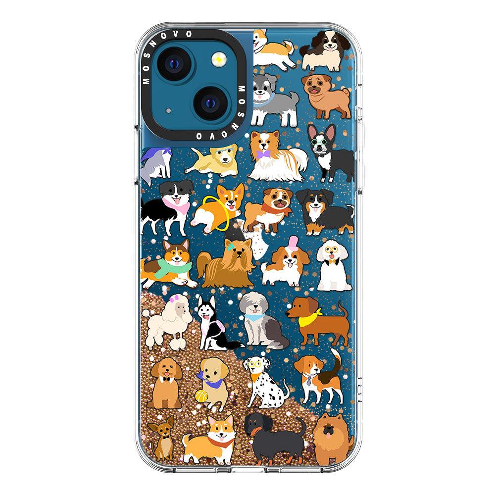 Cute Puppy Glitter Phone Case - iPhone 13 Case - MOSNOVO