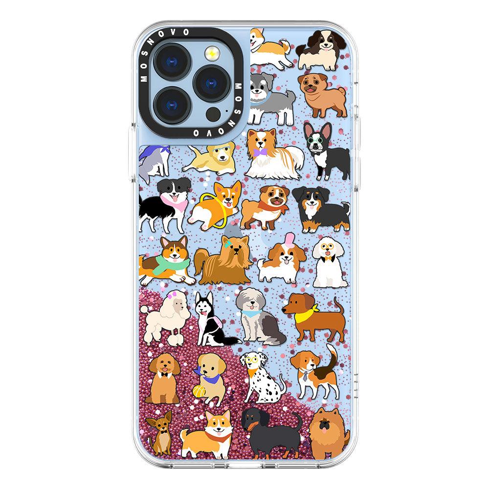 Cute Puppy Glitter Phone Case - iPhone 13 Pro Max Case - MOSNOVO