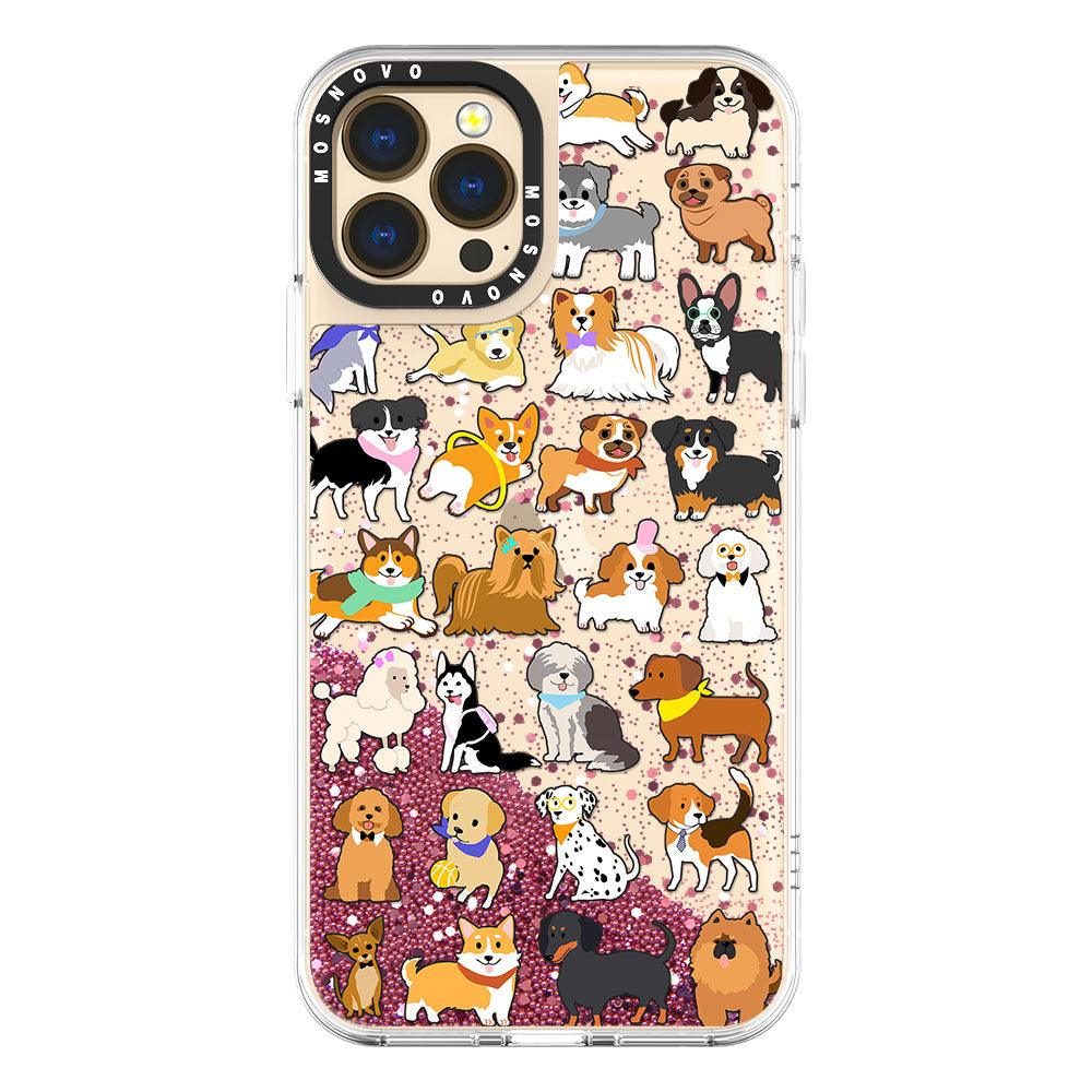Cute Puppy Glitter Phone Case - iPhone 13 Pro Max Case - MOSNOVO