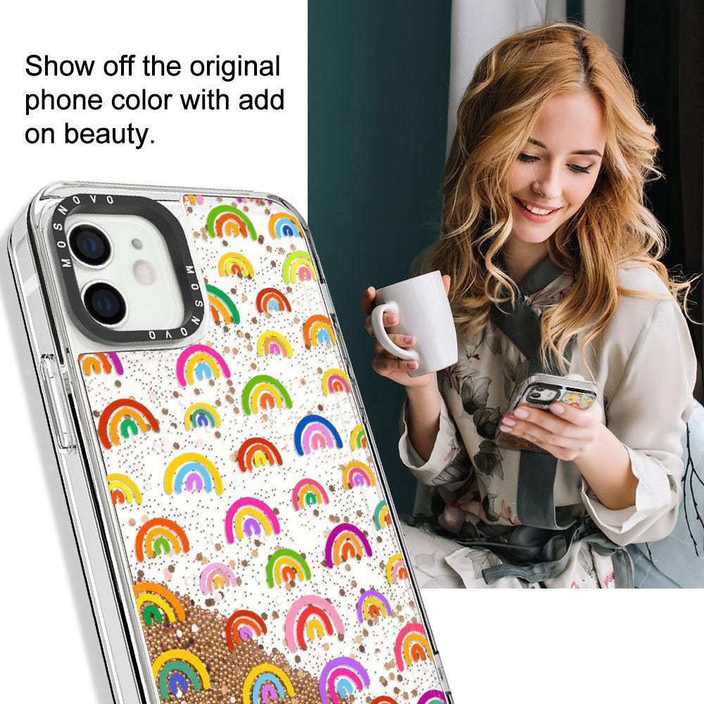 Cute Rainbow Glitter Phone Case - iPhone 12 Mini Case - MOSNOVO