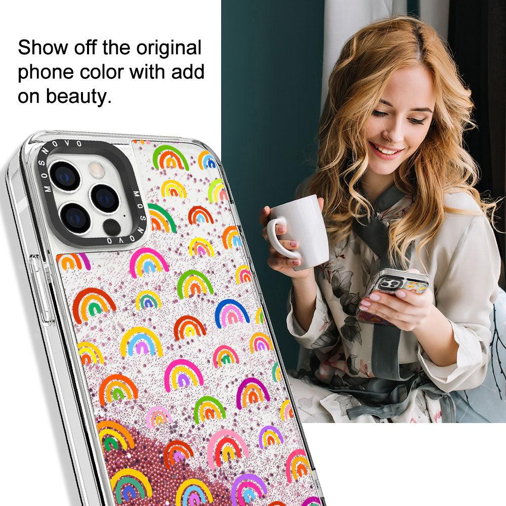 Cute Rainbow Glitter Phone Case - iPhone 12 Pro Max Case - MOSNOVO
