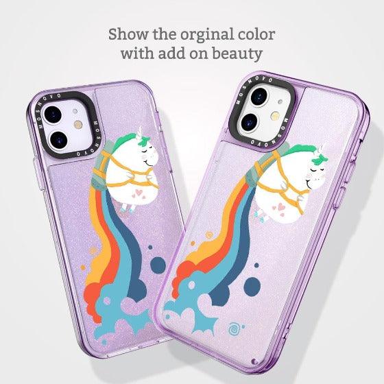 Cute Rainbow Unicorn Glitter Phone Case - iPhone 11 Case - MOSNOVO