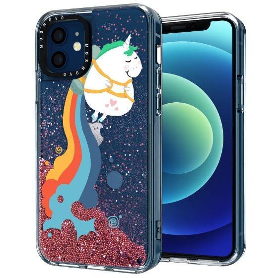 Cute Rainbow Unicorn Glitter Phone Case - iPhone 12 Mini Case - MOSNOVO