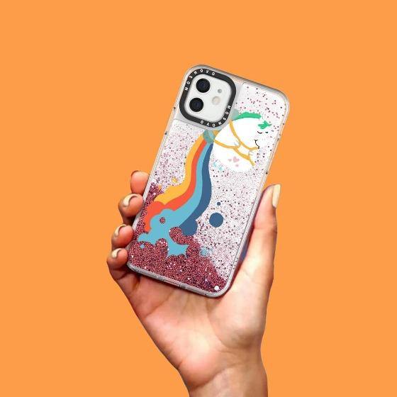 Cute Rainbow Unicorn Glitter Phone Case - iPhone 12 Mini Case - MOSNOVO