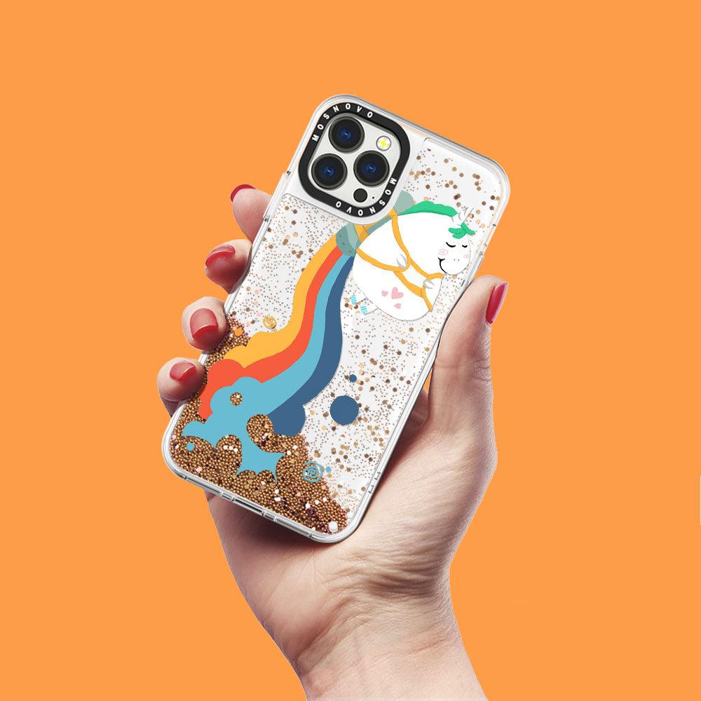 Cute Rainbow Unicorn Glitter Phone Case - iPhone 13 Pro Max Case - MOSNOVO