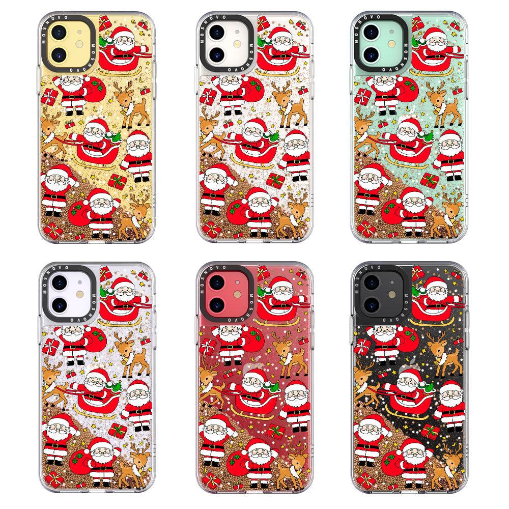 Cute Santa Claus Deer Glitter Phone Case - iPhone 11 Case - MOSNOVO