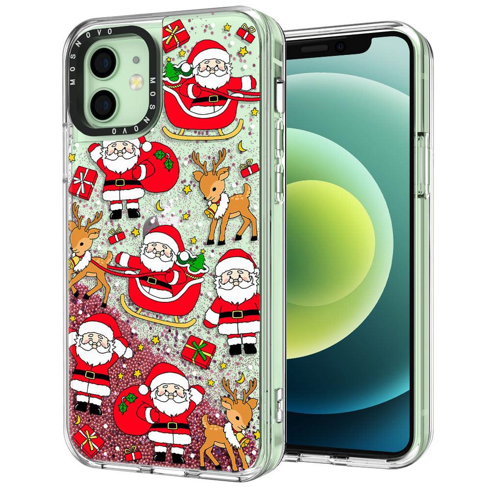 Cute Santa Claus Deer Glitter Phone Case - iPhone 12 Mini Case - MOSNOVO
