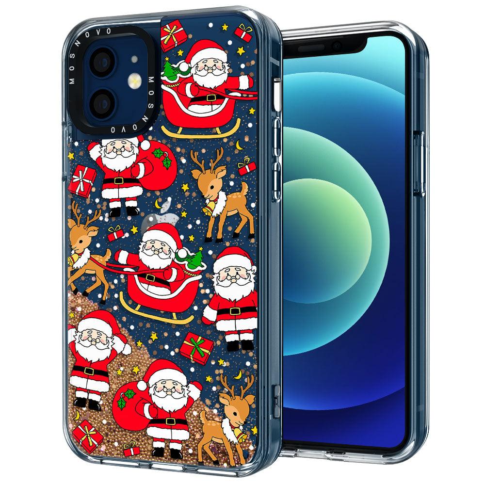 Cute Santa Claus Deer Glitter Phone Case - iPhone 12 Mini Case - MOSNOVO