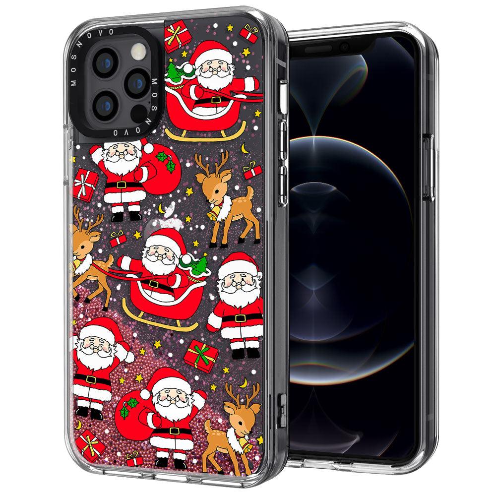 Cute Santa Claus Deer Glitter Phone Case - iPhone 12 Pro Case - MOSNOVO