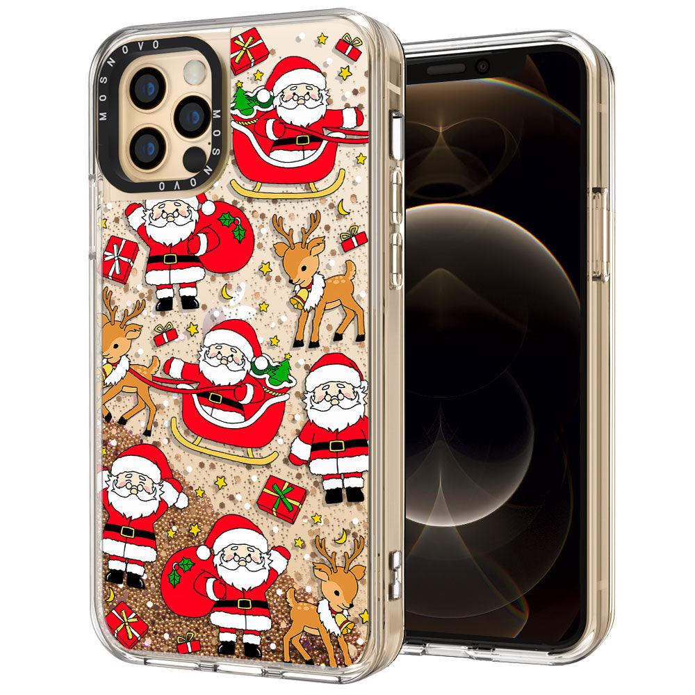 Cute Santa Claus Deer Glitter Phone Case - iPhone 12 Pro Case - MOSNOVO