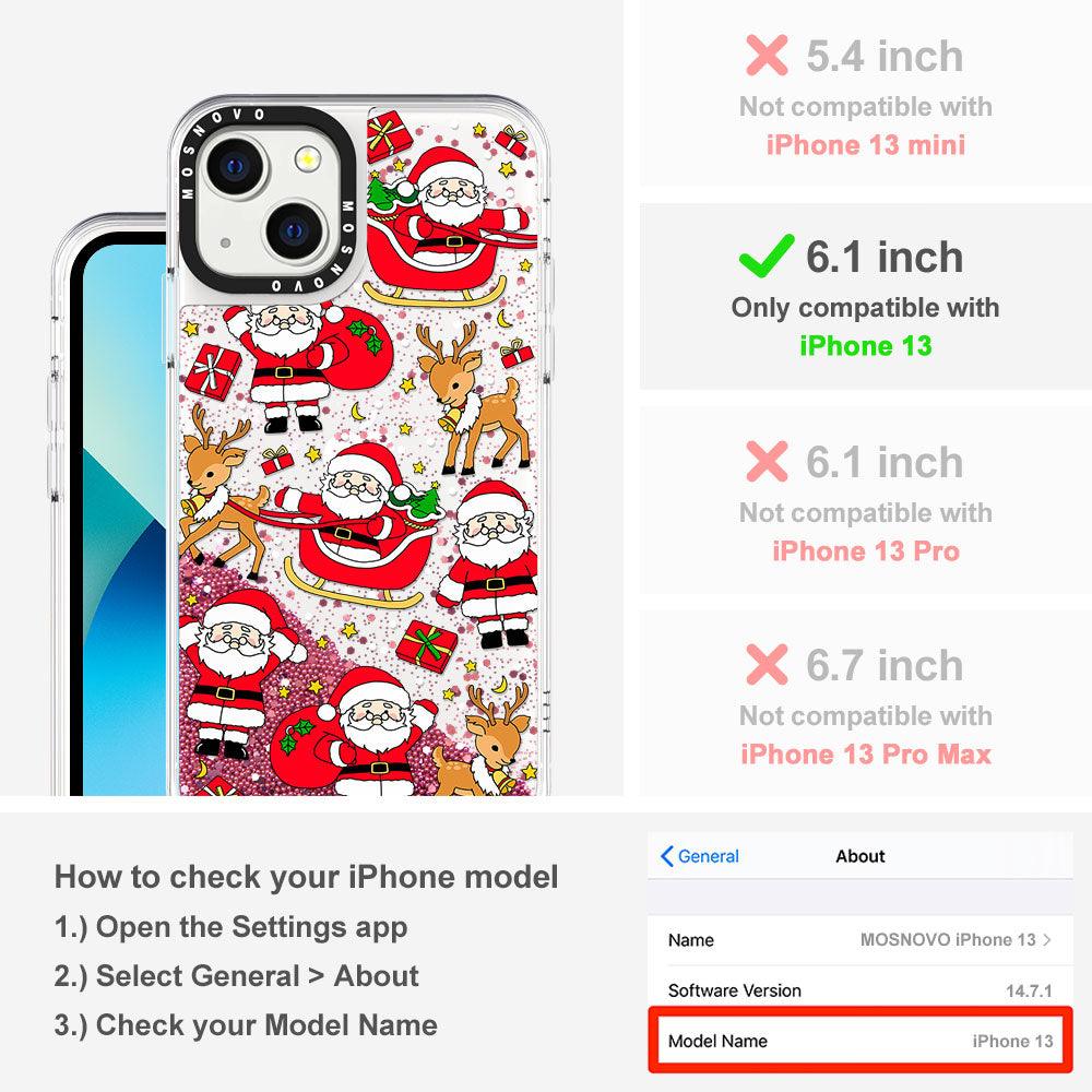 Cute Santa Claus Deer Glitter Phone Case - iPhone 13 Case - MOSNOVO