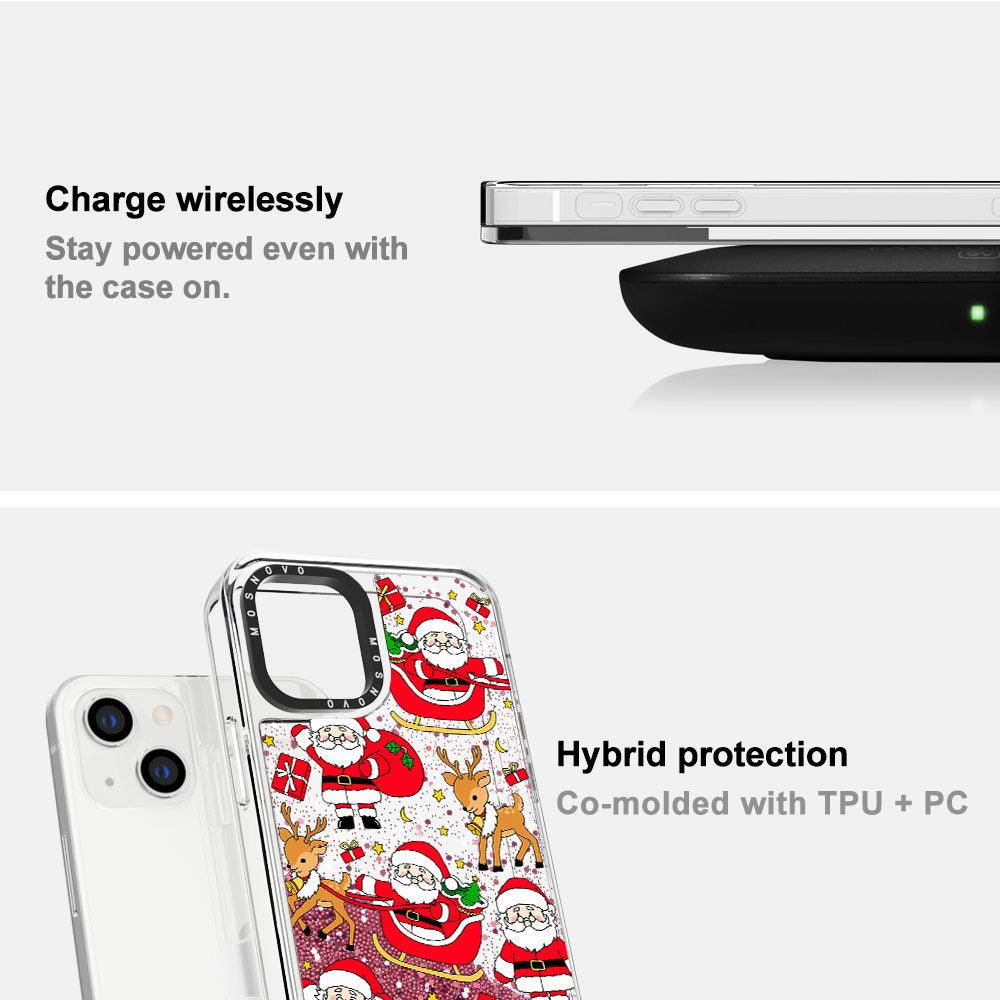 Cute Santa Claus Deer Glitter Phone Case - iPhone 13 Case - MOSNOVO