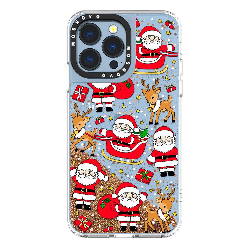 Cute Santa Claus Deer Glitter Phone Case - iPhone 13 Pro Case - MOSNOVO