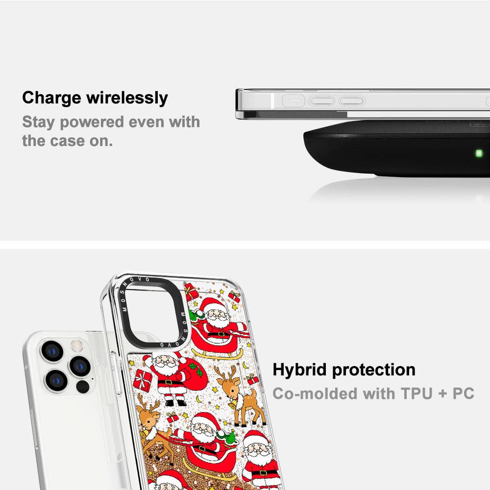 Cute Santa Claus Deer Glitter Phone Case - iPhone 13 Pro Case - MOSNOVO