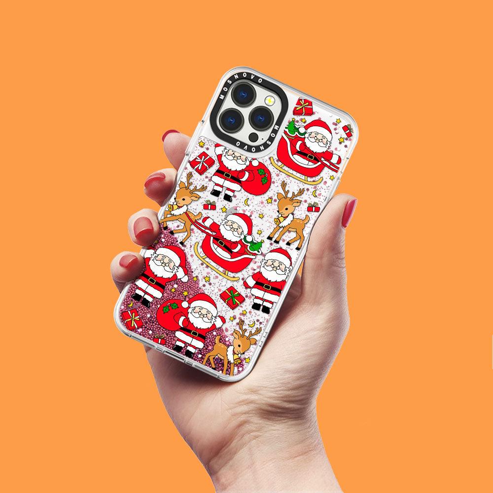 Cute Santa Claus Deer Glitter Phone Case - iPhone 13 Pro Max Case - MOSNOVO