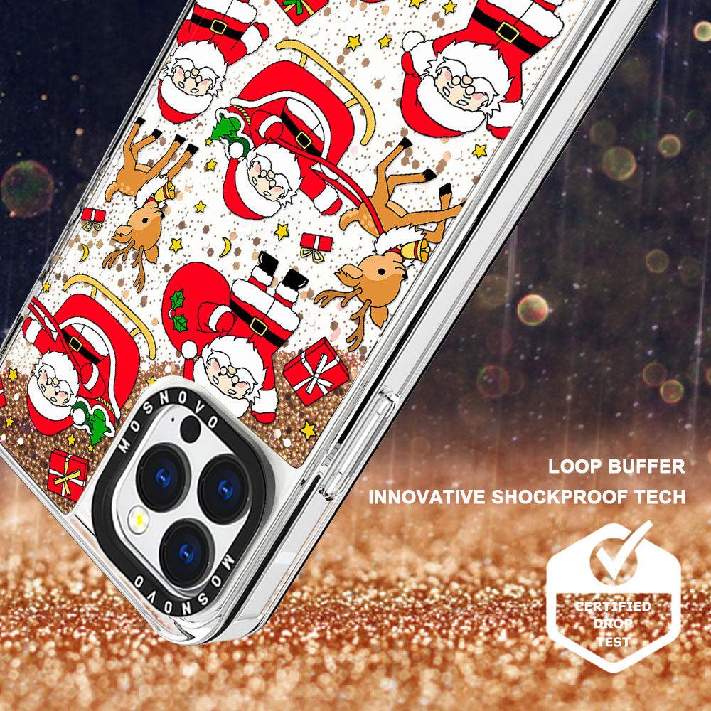 Cute Santa Claus Deer Glitter Phone Case - iPhone 13 Pro Max Case - MOSNOVO