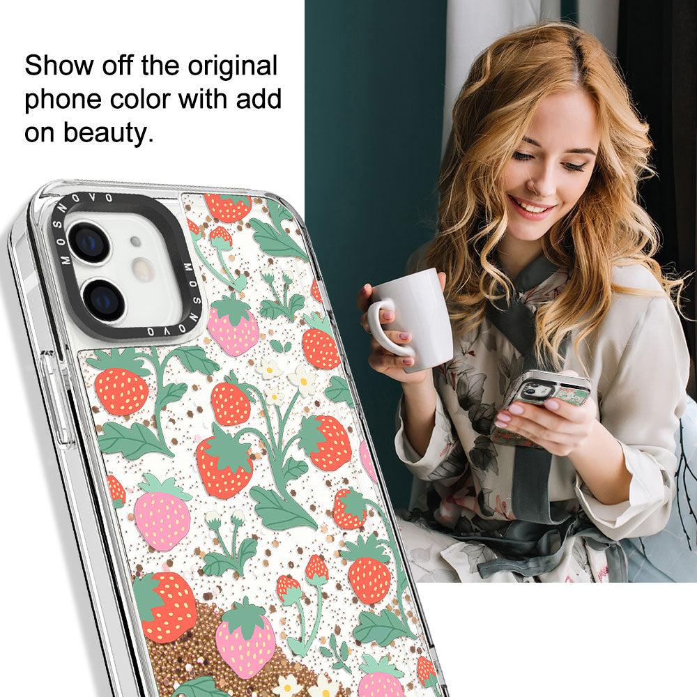 Cute Strawberry Glitter Phone Case - iPhone 12 Case - MOSNOVO