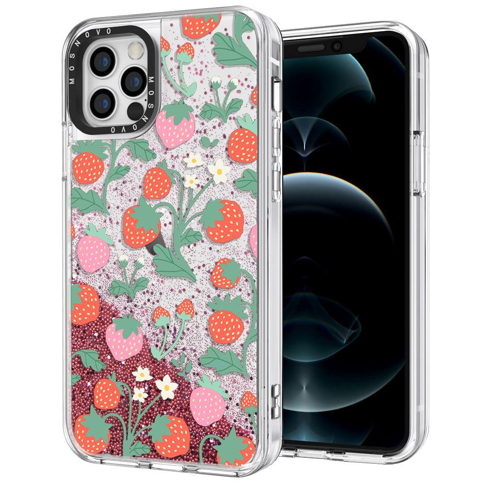 Cute Strawberry Glitter Phone Case - iPhone 12 Pro Case - MOSNOVO