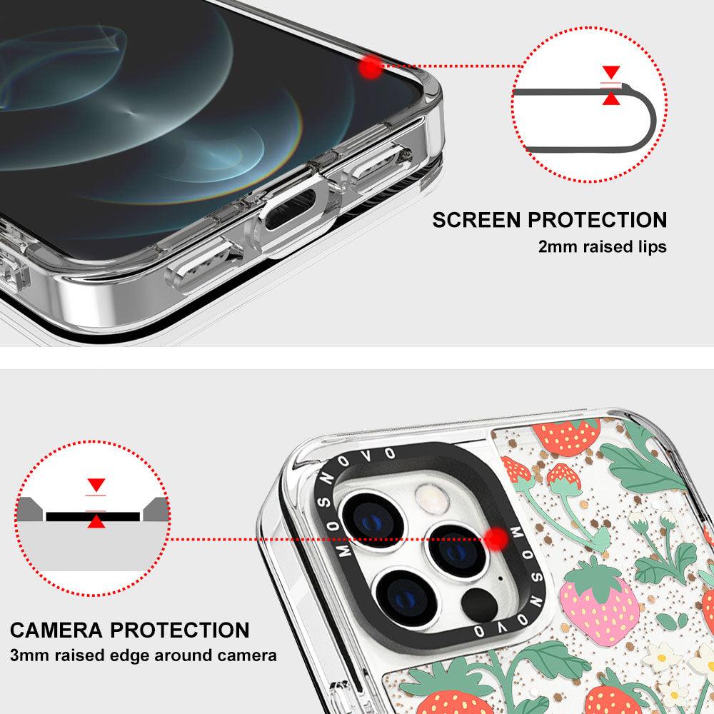Cute Strawberry Glitter Phone Case - iPhone 12 Pro Case - MOSNOVO