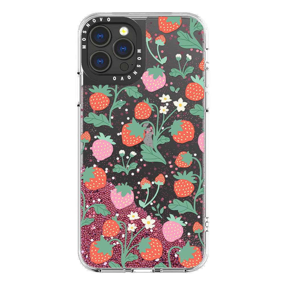 Cute Strawberry Glitter Phone Case - iPhone 13 Pro Max Case - MOSNOVO