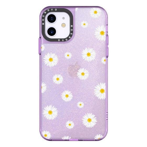 Daisy Floral Flower Glitter Phone Case - iPhone 11 Case - MOSNOVO